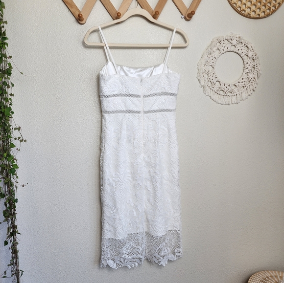 ML Monique Lhuillier Sleeveless Eyelet White Lace Midi Dress Women's Size 0 NWT - Picture 5 of 10